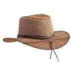 Leather Round Shape Straw Hat - Image 4